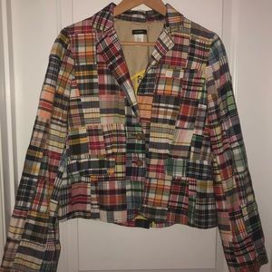 J Crew women’s multicolor patchwork Madras jacket